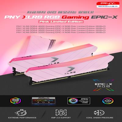 제이씨현시스템㈜, PNY 한정판 메모리 입고! PNY XLR8 RGB Gaming EPIC-X Pink Limited Edition 4종 출시 